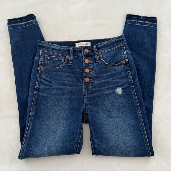 Madewell 10" High Rise Skinny Jeans: Drop Hem Edition Medium Wash, Size 25 NWOT - Picture 8 of 13